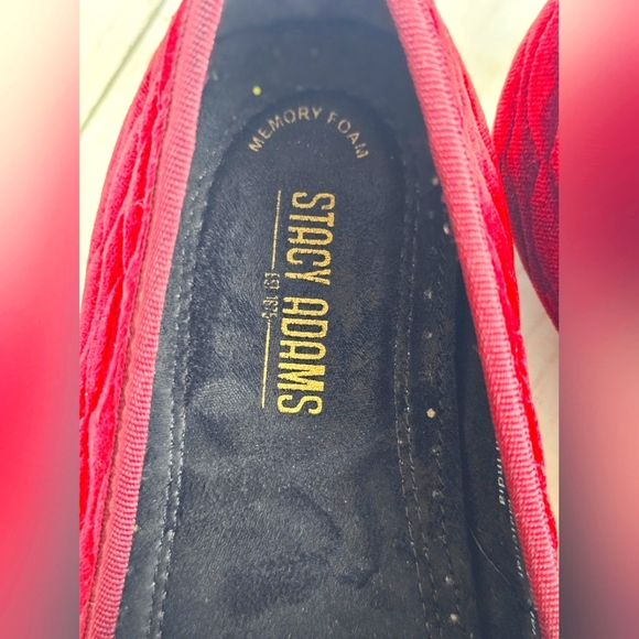 Stacy Adam's Mens Valet Slip On Burgundy Velvet Velour Loafers Shoes Gold Detail - Picture 14 of 14